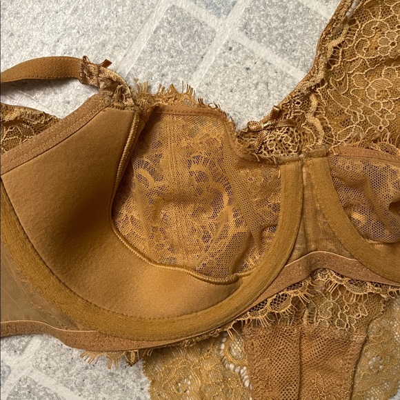 Victoria's Secret dream angel’s wicked Lace Bra Set yellow gold marigold 32D S - Picture 3 of 6
